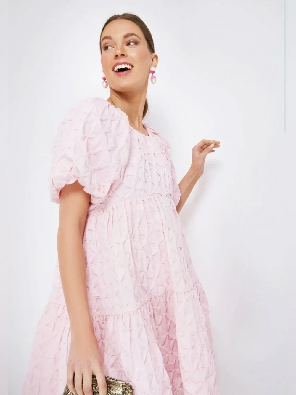 Hyacinth House Diamond Textured Isabella Mini Dress